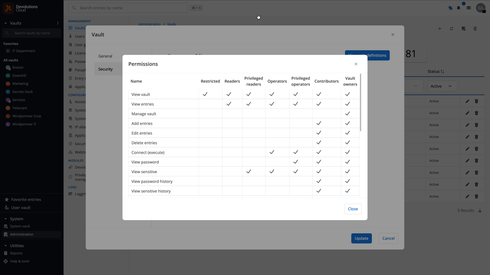 Manage permissions with roles